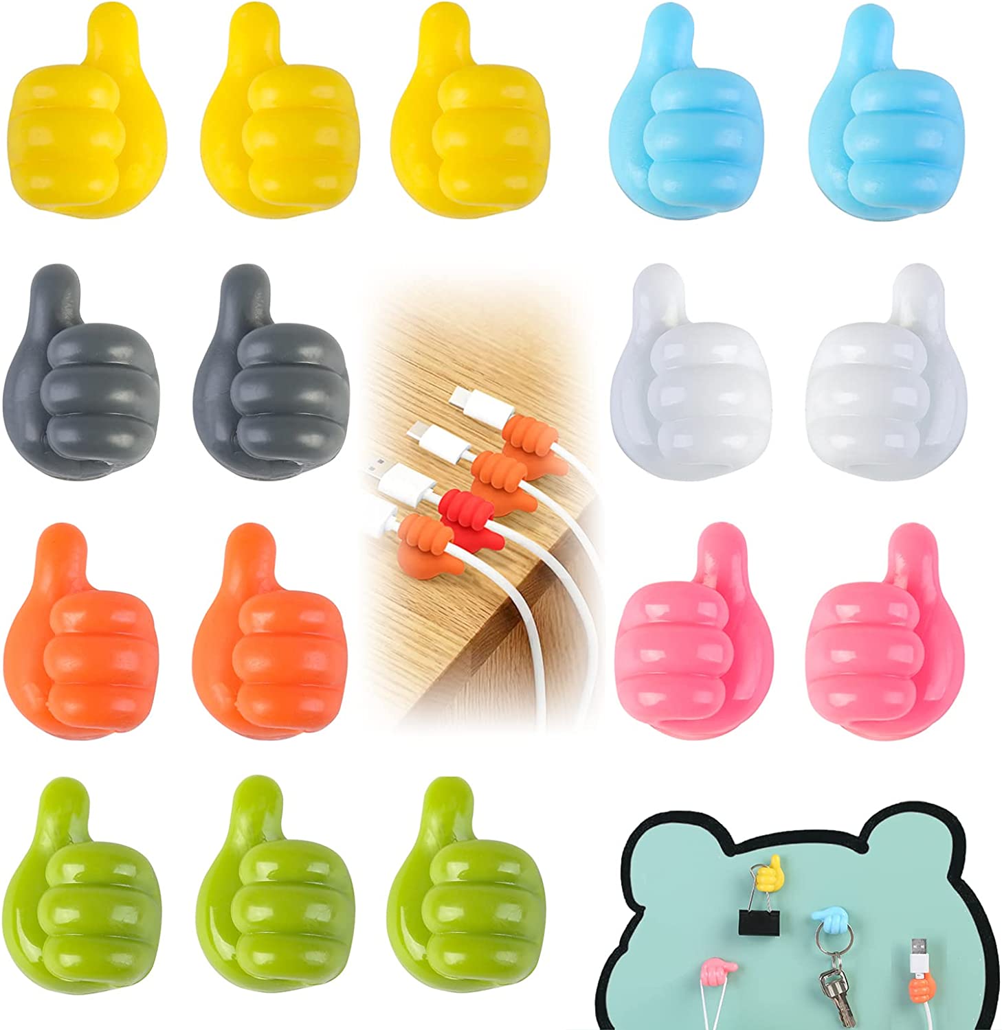 Multifunctional Cable Organizer Clip Holder Thumb Hooks Wire Wall Hooks Hanger Storage Cable Holder For Earphone Mouse Car Home