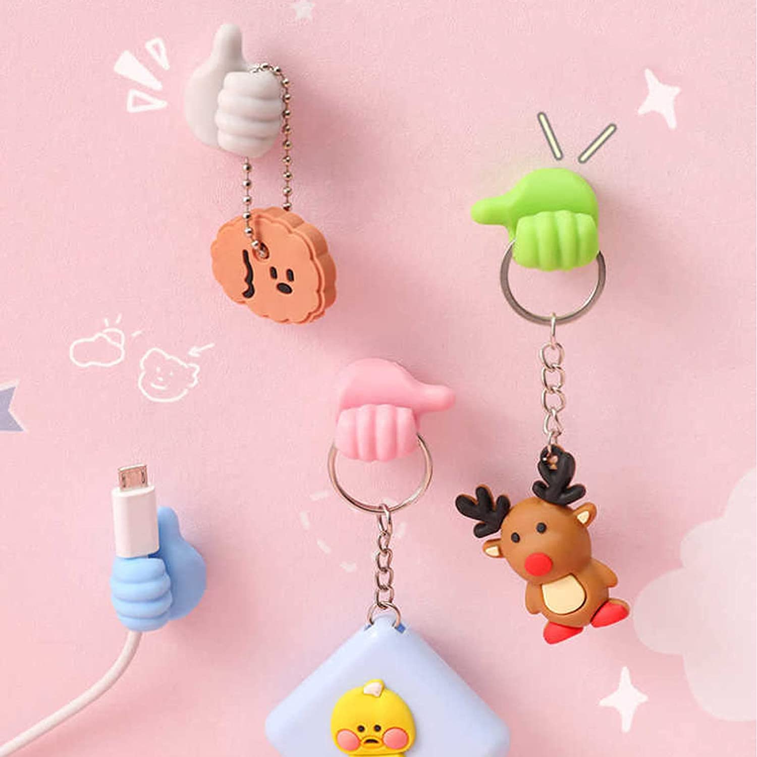 Multifunctional Cable Organizer Clip Holder Thumb Hooks Wire Wall Hooks Hanger Storage Cable Holder For Earphone Mouse Car Home